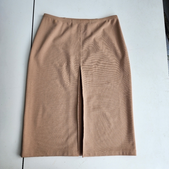 Express Tan Khaki Knit Pleated Front Stretch Pencil Skirt Women’s Size XS - Picture 1 of 8